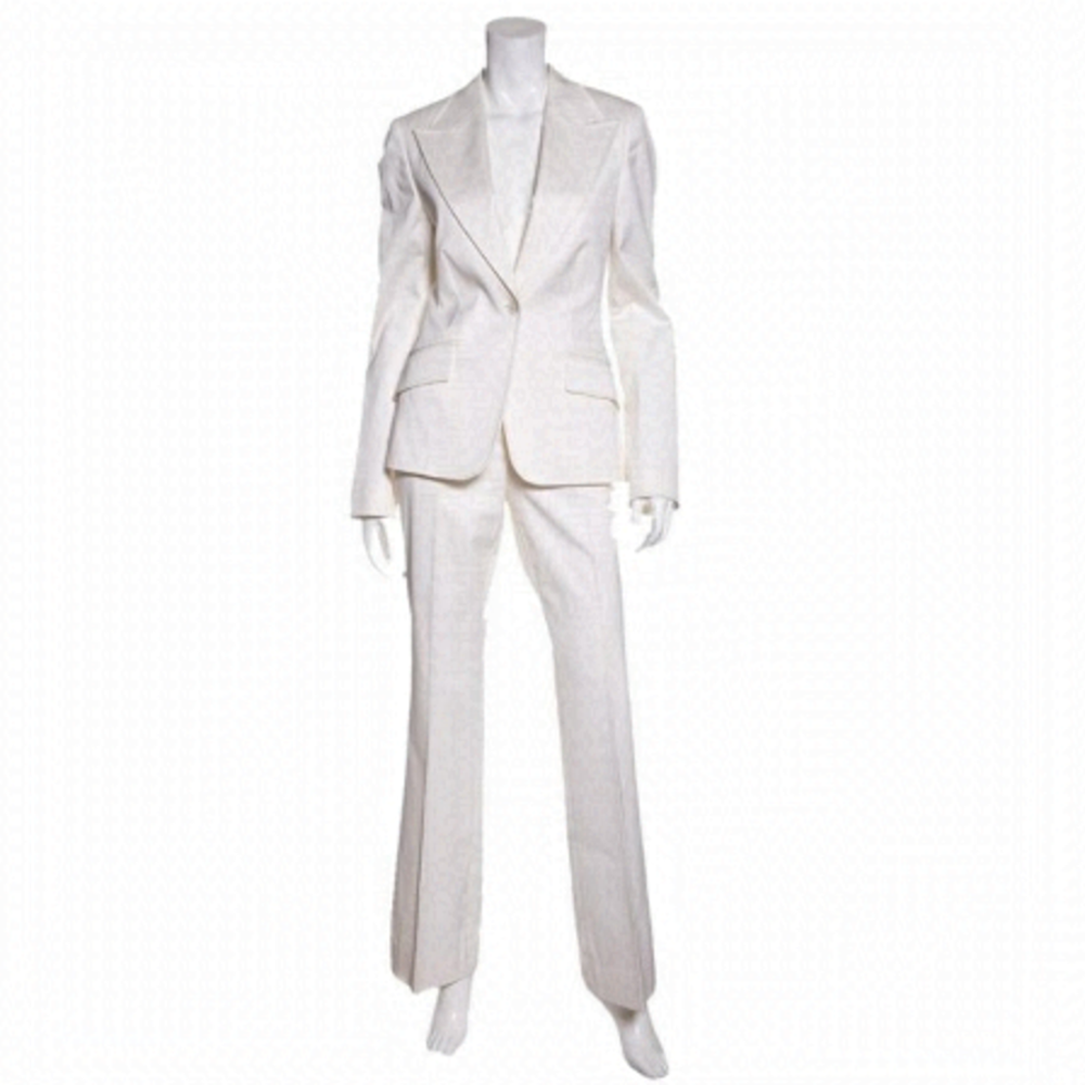 GUCCI cotton-blend unlined pants and suit in white